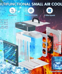 Alternative view of Portable Air Conditioners Fan, Anti-leakage Water Mini Air Cooler with 3 Speeds, Personal Ice Air Conditioner for Room Desk Office Home Tent(White06)