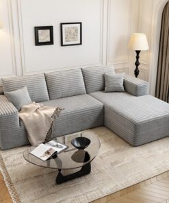 107.5" Cloud Modular Sectional Sofa Couch with L-Shape Chaise,Modern Minimalist Upholstered Couches for Living Room Bedroom,Deep Seat Corner Couch，No Assembly Required (Black,Left Facing Chaise)