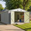 Patiowell 5x3 FT Outdoor Storage Shed Tool Shed with Sloping Roof and Lockable Door Metal Shed