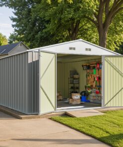 Patiowell 5x3 FT Outdoor Storage Shed Tool Shed with Sloping Roof and Lockable Door Metal Shed