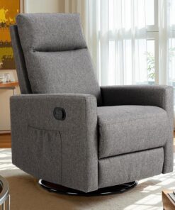 Sweetcrispy Recliner Chair, 360 Swivel Rocker Chair for Adults, Glider Rocker Recliners, Nursery Chairs for Living Room, High Back, Upholstered Deep Seat, Classical Brown