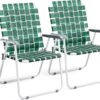 VINGLI Patio Lawn Webbed Folding Chairs Set of 2, Outdoor Beach Portable Lawn Chair Camping Chair Beach Chair