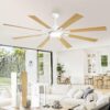 ZMISHIBO 72 inch Large Ceiling Fans with Lights and Remote, Indoor/Outdoor Black Modern Ceiling Fan for Kitchen Living Room Patio, 6 Speed Reversible Quiet DC Motor, 3 CCT, Dual Finish 8 Blades