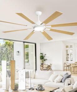ZMISHIBO 72 inch Large Ceiling Fans with Lights and Remote, Indoor/Outdoor Black Modern Ceiling Fan for Kitchen Living Room Patio, 6 Speed Reversible Quiet DC Motor, 3 CCT, Dual Finish 8 Blades