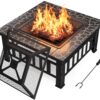 Devoko Outdoor Fire Pit, 32 Inch Firepit Table Metal Outdoor Fireplaces with Waterproof Cover for Outside Patio Camping