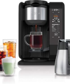 Ninja Hot and Cold Brewed System, Tea & Coffee Maker, with Auto-iQ, 6 Sizes, 5 Styles, 5 Tea Settings, 50 oz Thermal Carafe, Frother, Coffee & Tea Baskets, Dishwasher Safe Parts, Black, CP307