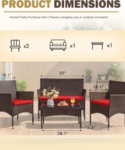 Alternative view of Homall 4 Pieces Outdoor Patio Furniture Sets Rattan Chair Wicker Set, Outdoor Indoor Use Backyard Porch Garden Poolside Balcony Furniture Sets (Grey)
