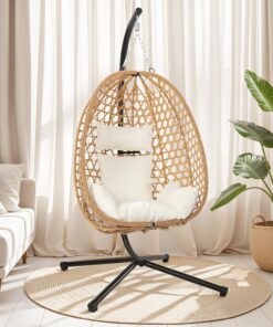 Egg Chair with Stand Patio Wicker Hanging Chair Hammock Swing Chair 350LBS Capacity