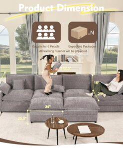 Alternative view of 108 Inch U Shape Sofa Sectional Sofa Comfortable Cloud Sofa with Removable Footstool