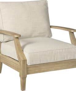 Alternative view of Signature Design by Ashley Clare View Coastal Outdoor Patio Eucalyptus Sofa with Cushions, Beige