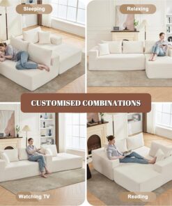 Alternative view of 110 Cloud Sectional Couch, Boneless Sofa for Living Room Modular Sectional Sofa with Deep Seat