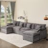 108 Inch U Shape Sofa Sectional Sofa Comfortable Cloud Sofa with Removable Footstool