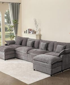 108 Inch U Shape Sofa Sectional Sofa Comfortable Cloud Sofa with Removable Footstool