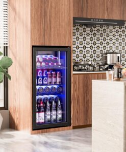 Alternative view of Beverage Refrigerator Cooler-120 Cans Freestanding Mini Fridge Cooler with Glass Door