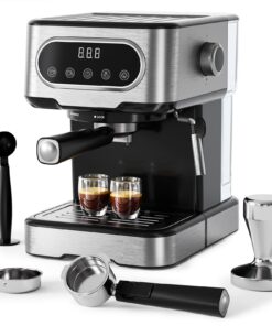 Espresso Machine, Espresso Coffee Maker with Milk Frother Steam Wand, Espresso Coffee Machine with Digital Touch Panel for Cappuccino Latte
